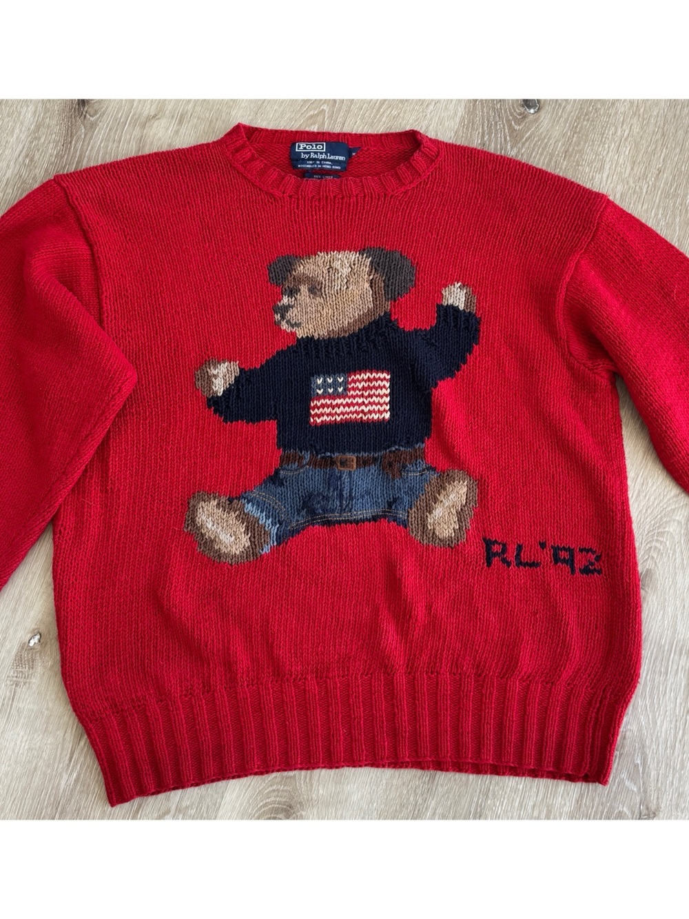 Rare 1992 Polo Ralph Lauren Teddy Bear Sweater — Vintage Medium